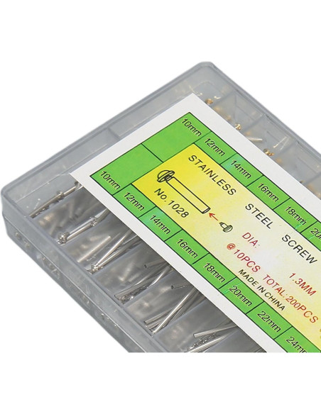 Kit de 200 Tubos de Tornillo para Reloj Yosoo 1.3mm Acero Inoxidable