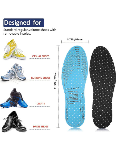 3 Pares de Plantillas Transpirables Sintege de Láttex 29.2 cm