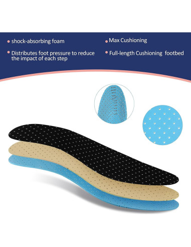 3 Pares de Plantillas Transpirables Sintege de Láttex 29.2 cm