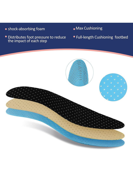 3 Pares de Plantillas Transpirables Sintege de Láttex 29.2 cm