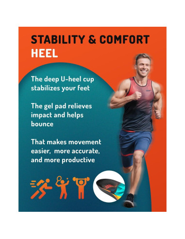 Plantillas Deportivas CRUVHEAL L - Amortiguación Gel para Hombres y Mujeres