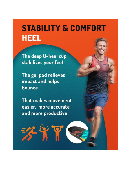 Plantillas Deportivas CRUVHEAL L - Amortiguación Gel para Hombres y Mujeres