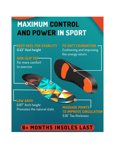 Plantillas Deportivas CRUVHEAL L - Amortiguación Gel para Hombres y Mujeres