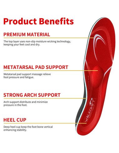 Plantillas ortopédicas Walkomfy 29.5cm para fascitis plantar