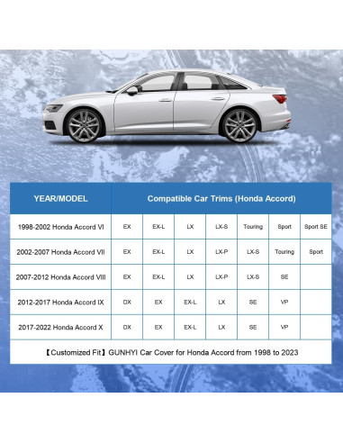 Cubierta de coche GUNHYI para Honda Accord 1.36kg Impermeable