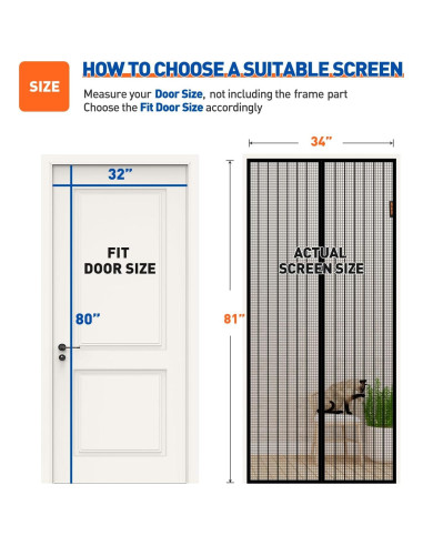 Puerta de Pantalla Magnética MAGZO 81 x 205 cm Negra