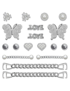 18 Charms de Zapatos con Rhinestones y Perlas - Decoración DIY