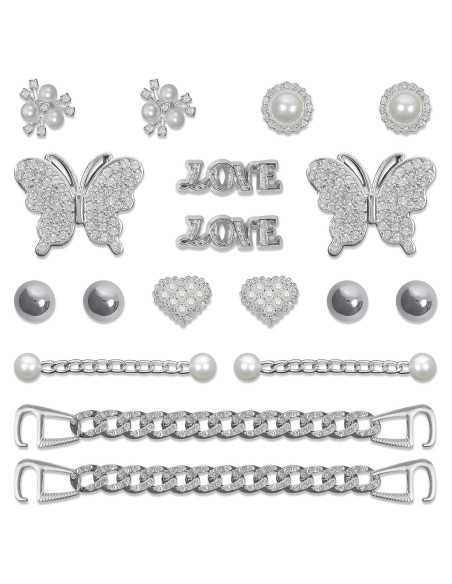 18 Charms de Zapatos con Rhinestones y Perlas - Decoración DIY