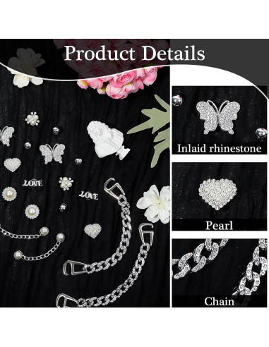 18 Charms de Zapatos con Rhinestones y Perlas - Decoración DIY