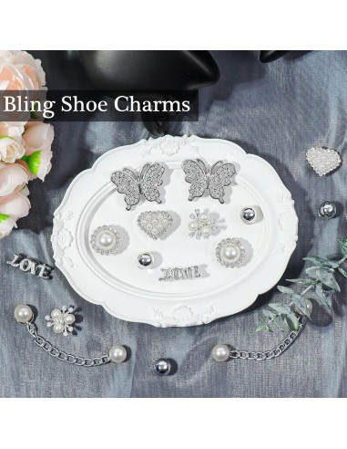 18 Charms de Zapatos con Rhinestones y Perlas - Decoración DIY