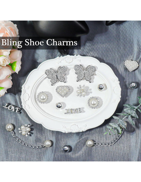 18 Charms de Zapatos con Rhinestones y Perlas - Decoración DIY