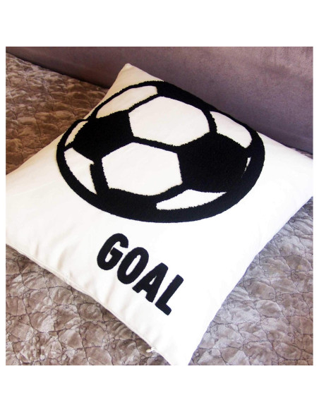 Funda de Almohada Decorativa DECOPOW Fútbol Bordado 45 cm