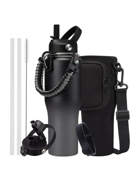 Botella de Agua Aislada RRYFOUR 0,95L con Pajilla y Asa