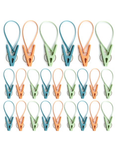 Paquete de 24 Pinzas para Ropa CloTong Antiviento Multicolor