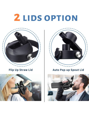 Botella de Agua Aislada RRYFOUR 0,95L con Pajilla y Asa