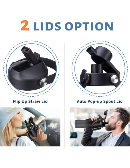 Botella de Agua Aislada RRYFOUR 0,95L con Pajilla y Asa