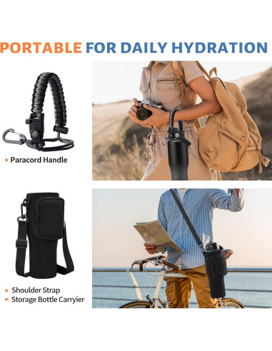 Botella de Agua Aislada RRYFOUR 0,95L con Pajilla y Asa