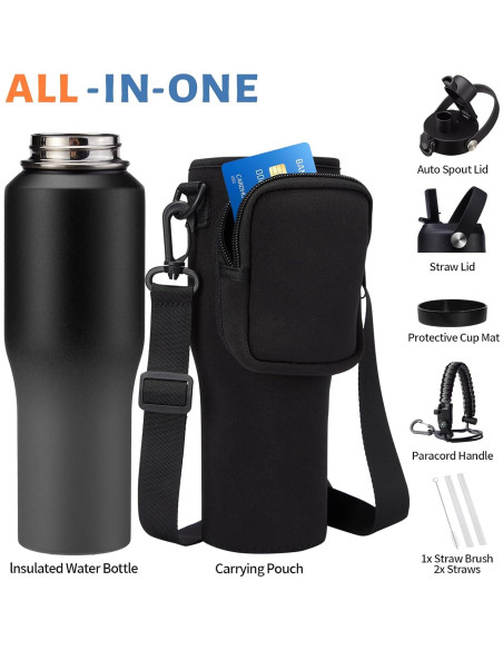 Botella de Agua Aislada RRYFOUR 0,95L con Pajilla y Asa