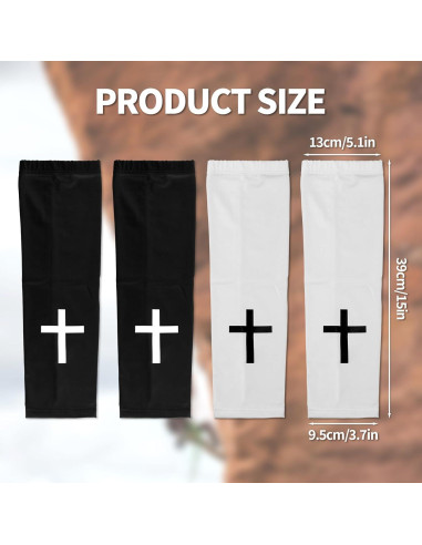 Mangas de Brazo BOXOB Cruz de Fe 2 Pares Unisex Negro Blanco