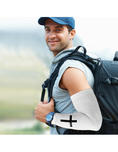 Mangas de Brazo BOXOB Cruz de Fe 2 Pares Unisex Negro Blanco