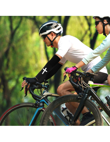 Mangas de Brazo BOXOB Cruz de Fe 2 Pares Unisex Negro Blanco