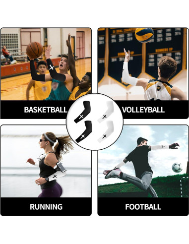 Mangas de Brazo BOXOB Cruz de Fe 2 Pares Unisex Negro Blanco