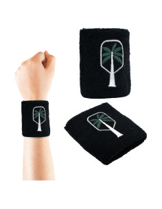 Muñequera Deportiva Pickled Palm Negra - Algodón Absorbente