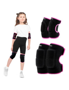 Conjunto de almohadillas para codos y rodillas YEEKORO SBR Negro-Rosa