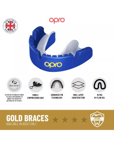 Protector Bucal OPRO Oro para Frenos Adulto Azul - Ajuste Seguro 2