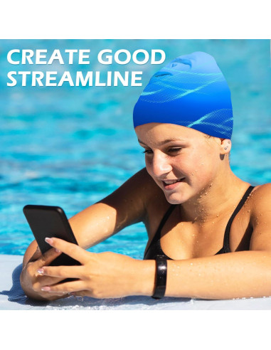 Gorro de natación AuSletie de silicona para cabello largo