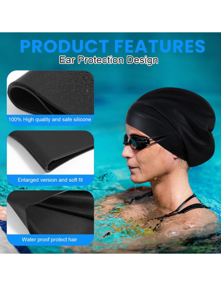Gorro de Natación Silicona Prasacco SDWFVD para Cabello Largo