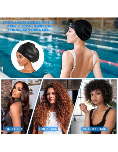 Gorro de Natación Silicona Prasacco SDWFVD para Cabello Largo