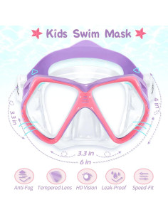 Gafas de natación para niños EverSport con cubierta nasal rosa 2