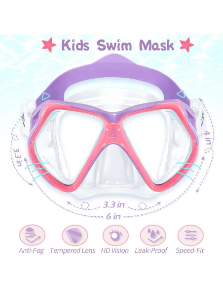 Gafas de natación para niños EverSport con cubierta nasal rosa