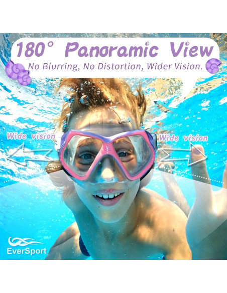 Gafas de natación para niños EverSport con cubierta nasal rosa