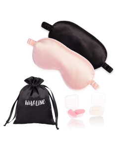 Funda de Ojos de Seda Whaline con Tapones y Correa Elástica - 2 Pcs