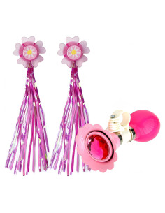 Timbre de Bicicleta Infantil Little World Rosa con Cintas