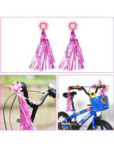 Timbre de Bicicleta Infantil Little World Rosa con Cintas 2