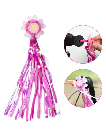 Timbre de Bicicleta Infantil Little World Rosa con Cintas