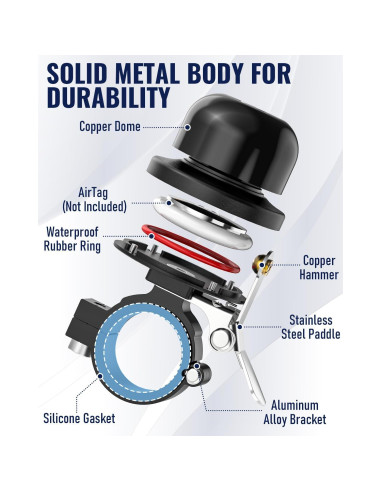 Timbre de bicicleta VICTGOAL VGA802 con soporte para AirTag
