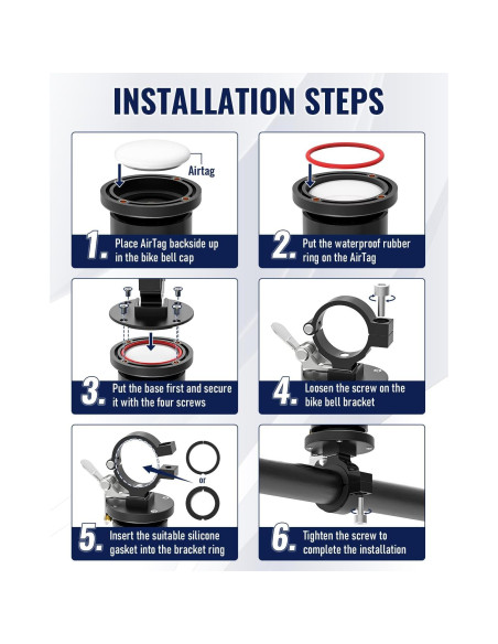 Timbre de bicicleta VICTGOAL VGA802 con soporte para AirTag