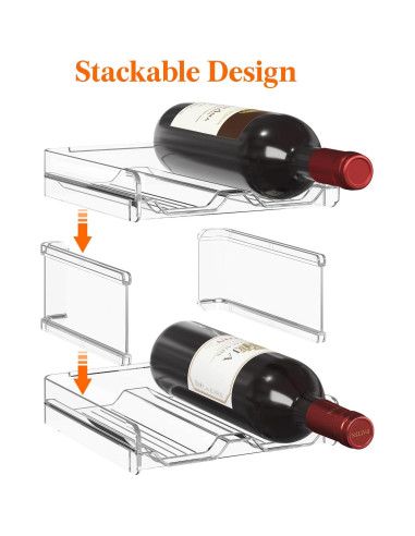 Soporte Apilable para 4 Botellas de Vino Lifewit - Plástico Transparente