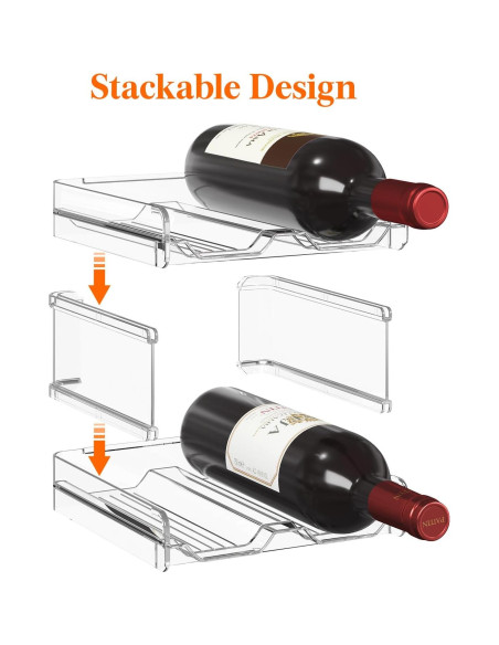 Soporte Apilable para 4 Botellas de Vino Lifewit - Plástico Transparente
