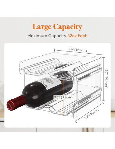 Soporte Apilable para 4 Botellas de Vino Lifewit - Plástico Transparente