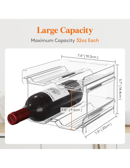 Soporte Apilable para 4 Botellas de Vino Lifewit - Plástico Transparente