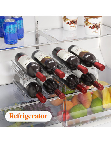 Soporte Apilable para 4 Botellas de Vino Lifewit - Plástico Transparente