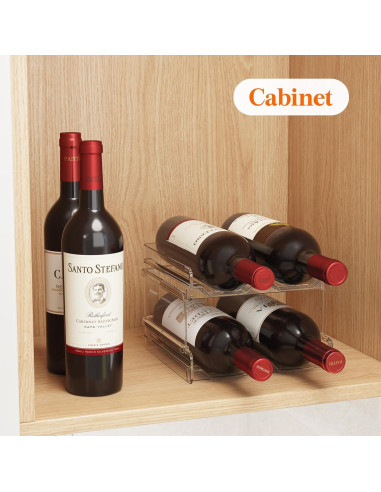 Soporte Apilable para 4 Botellas de Vino Lifewit - Plástico Transparente
