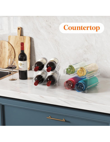 Soporte Apilable para 4 Botellas de Vino Lifewit - Plástico Transparente