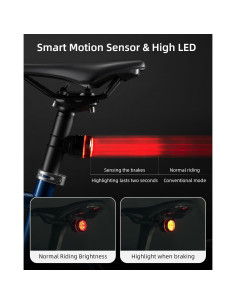 Luz Trasera para Bicicleta ROCKBROS LED Recargable USB IPX6 2