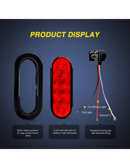 Luces Traseras Nilight TL-01 6" LED Rojo Impermeables 2Pcs